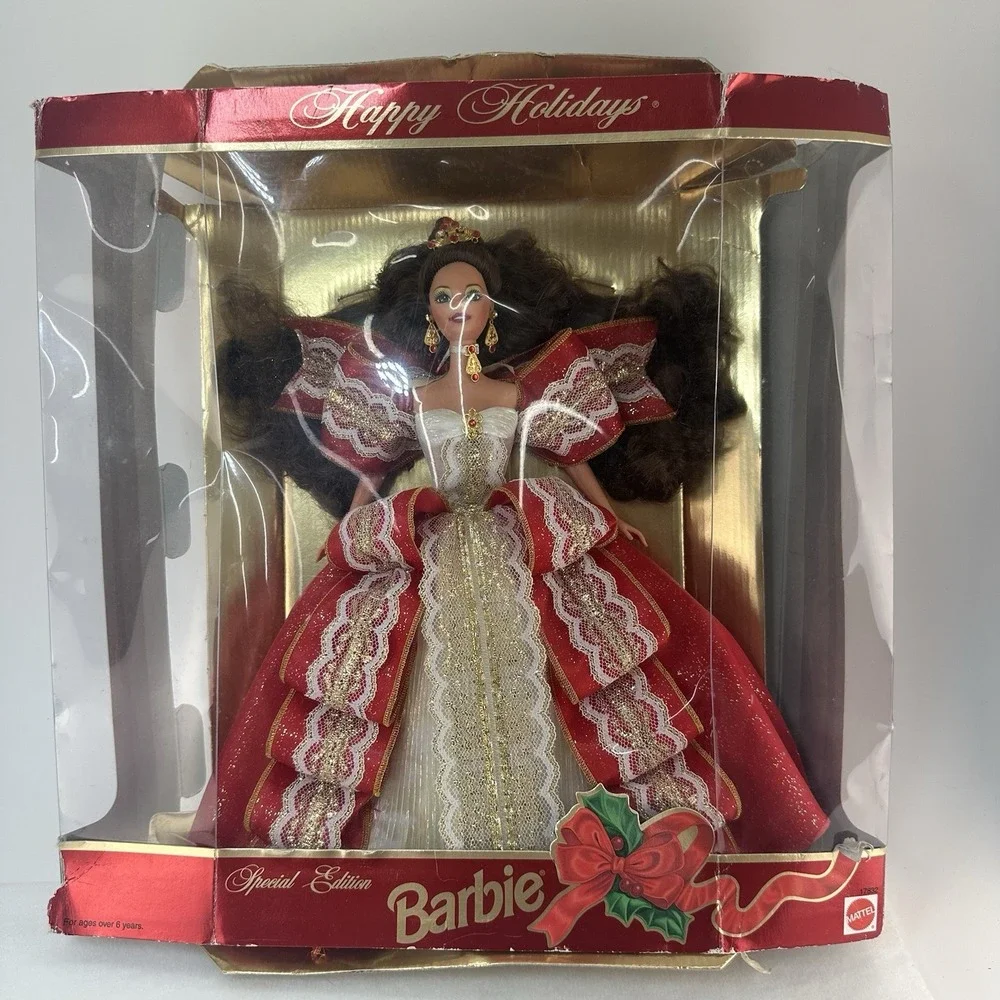 1997 Happy Holidays Barbie Special Edition Brunette #17832 Doll w/ Damaged Box